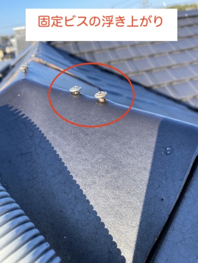 田原市　瓦屋根　棟　ビス　浮き上がり　調査　点検　専門業者　修理