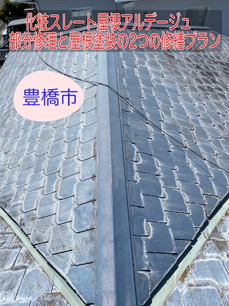 豊橋市 築30年以上の化粧スレート屋根アルデージュ、将来を見据えた部分修理と屋根塗装の2つの修繕プランをご提案しました