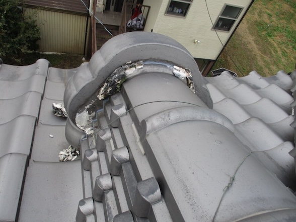 岡崎市　入母屋　瓦　漆喰　劣化　剥がれ　補修　修理