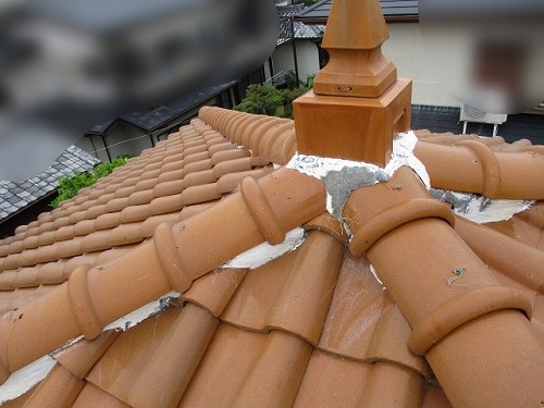 豊橋市　漆喰　雨漏り　S型瓦屋根　軒天