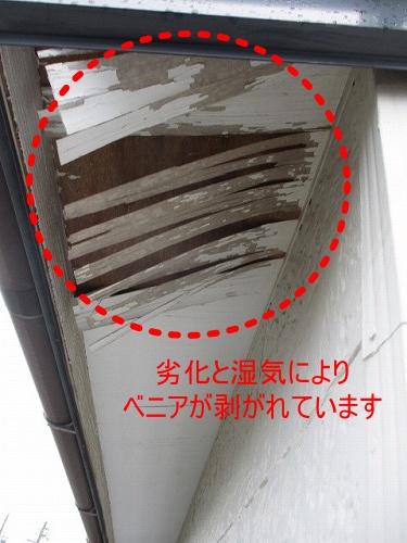 軒天　ベニヤ　剥がれ　ガルバニウム　豊橋市