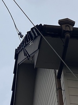 蒲郡市　ケラバ　下地　経年劣化　セメント瓦