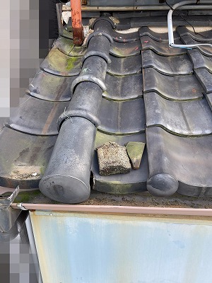 豊川市　瓦屋根　鉄製ベランダ　雨漏り　葺き替え　