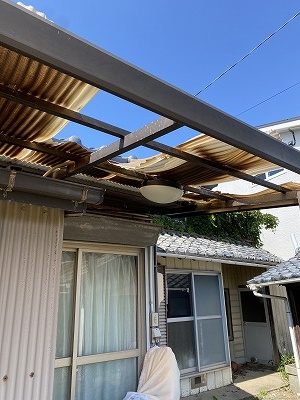 豊橋市　庇屋根　ポリカーボネート　波板　