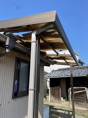 豊橋市　庇屋根　雨樋　塩ビ　波板
