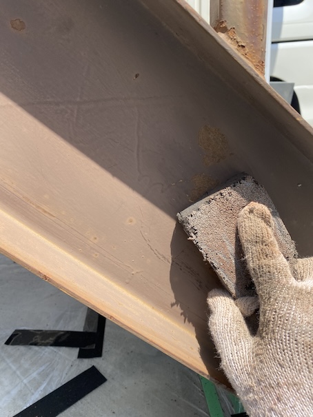 豊川市　鉄骨　階段　塗装　サビ止め　ケレン