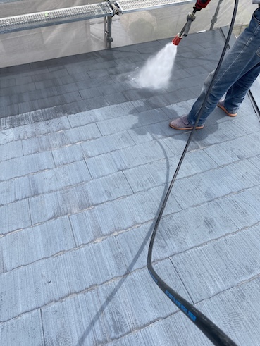 豊川市　カラーベスト　カバー工法　こだわり　屋根　洗浄　重要　工程　施工前