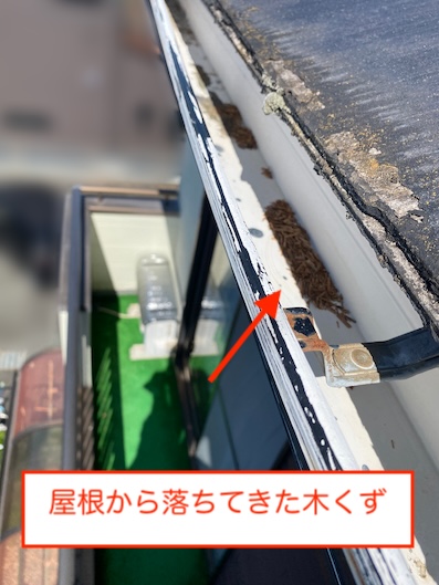 豊川市　カラーベスト　下地不良　軒先　樋　木くず