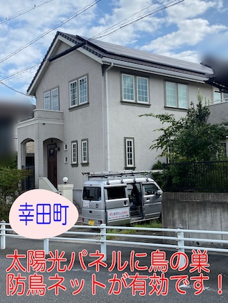 幸田町で屋根の鳩被害を調査！太陽光パネル下の鳥の巣対策を防鳥ネットにてお見積り