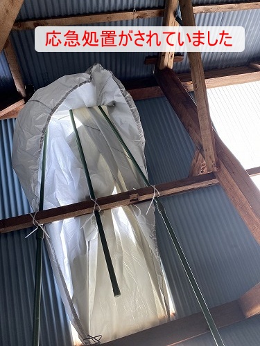 豊橋市　ポリカ　物置小屋　台風　棟板金サビ