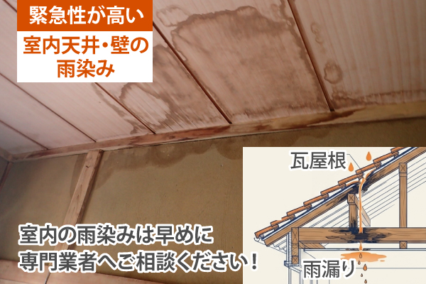 緊急性が高い【室内天井・壁の雨染み】